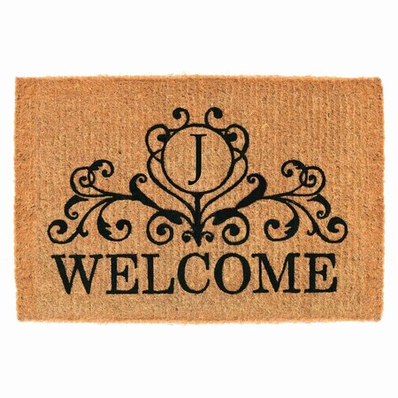 Monogram Door Mat, Black, Natural, 18 in W x 30 in L